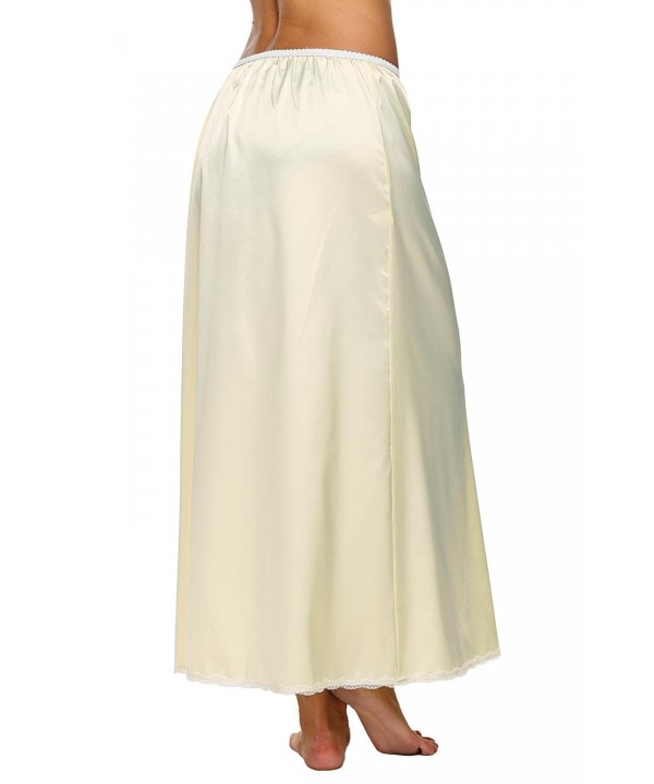 Women's Satin Half Slip Lace Trim Ankle Length Underskirt S-XXL - Beige ...