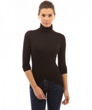 PattyBoutik Womens Turtleneck High Low Blouse