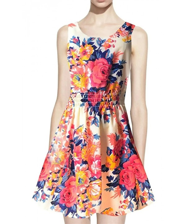 Betusline Sleeveless Printed Chiffon Sundress