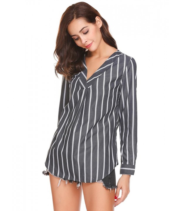 Grabsa Womens Casual Striped Chiffon