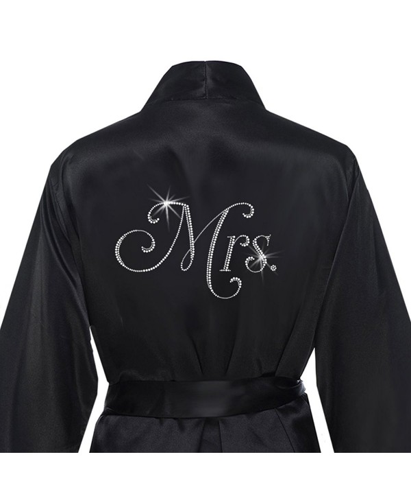 Satin Mrs Bridal Robe Rhinestones