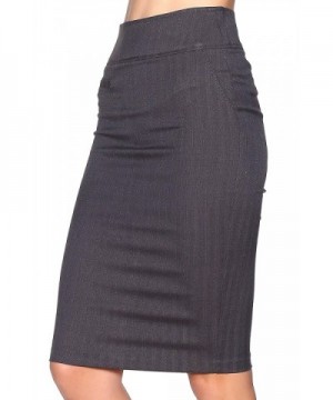 Rokoko Women's High Waist Dress Up Striped Pencil Midi Skirt - Charcoal ...