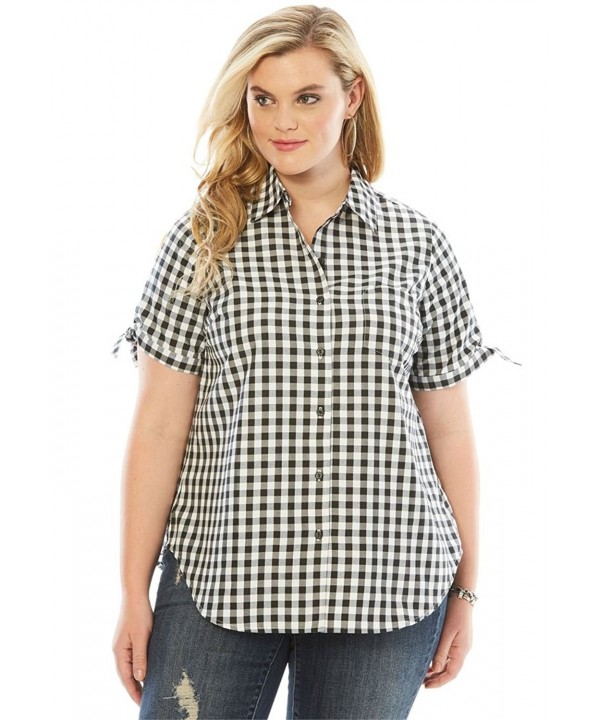 Womens French Check Shirt Black