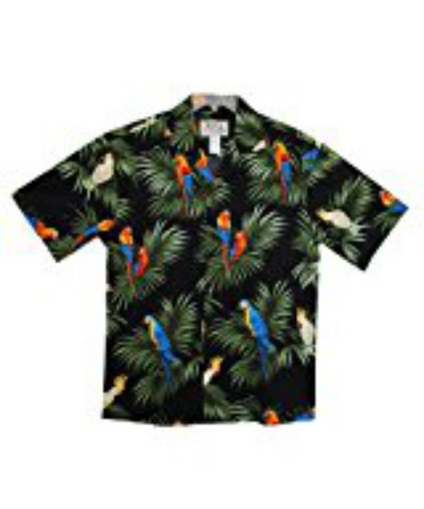 HAWAIIAN MACAW FOREST SHIRT BLACK