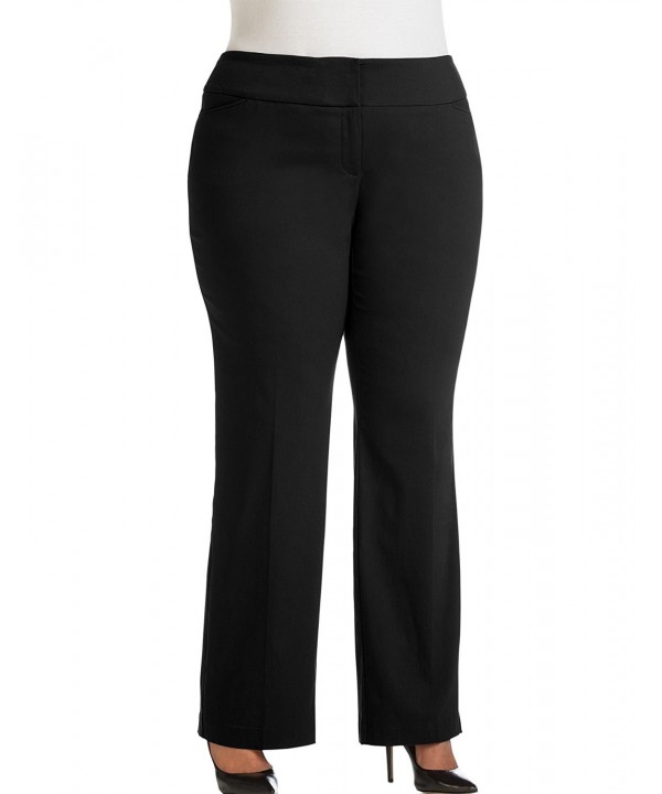 Womens Super Stretch Tummy Control Back Seam Bootcut Pants- Petite ...