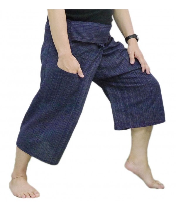 Fisherman Pants Trousers Cotton Stripe Dark