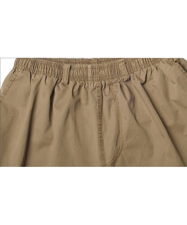 Men's Casual Elastic Waist Knee Length Pull-On Cargo Shorts - Khaki ...