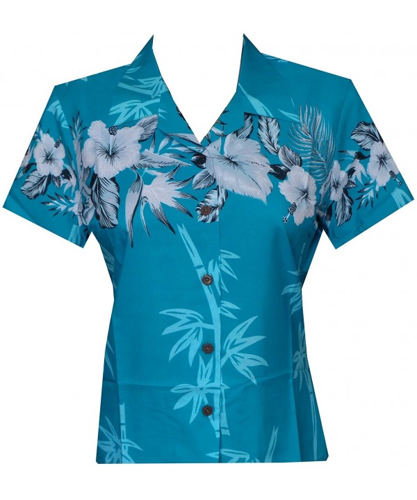 Alvish Hawaiian Bamboo Blouse Turquoise