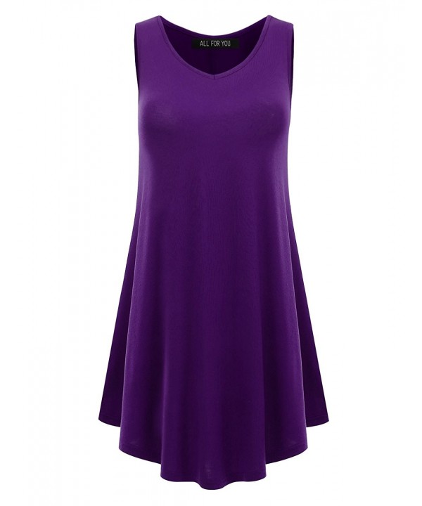 F Y Womens Sleeveless V Neck Eggplant