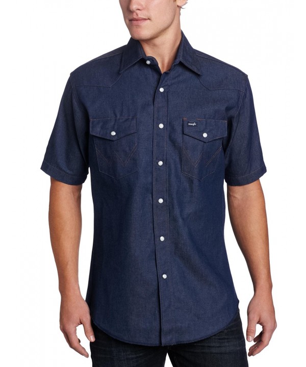 Men's Authentic Cowboy Cut Work Western Short Sleeve Shirt - Blue ...