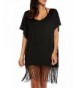 Womens Batwing Sleeve Swimsuit Tassel