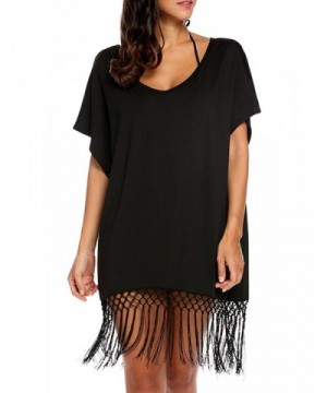 Womens Batwing Sleeve Swimsuit Tassel