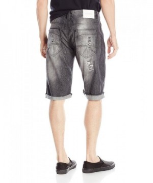 Southpole Mens Denim Shorts with Multiple Horizontal Rips and Cuffing
