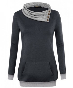 Women's Long Sleeve Cowl Neck Pullover Casual Tunic Sweatshirt With ...