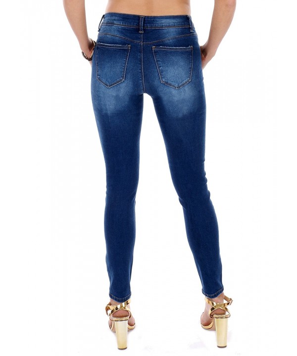 Wax Jean Collection Women's Mid Rise Stretchy Denim Washed Ankle Length ...