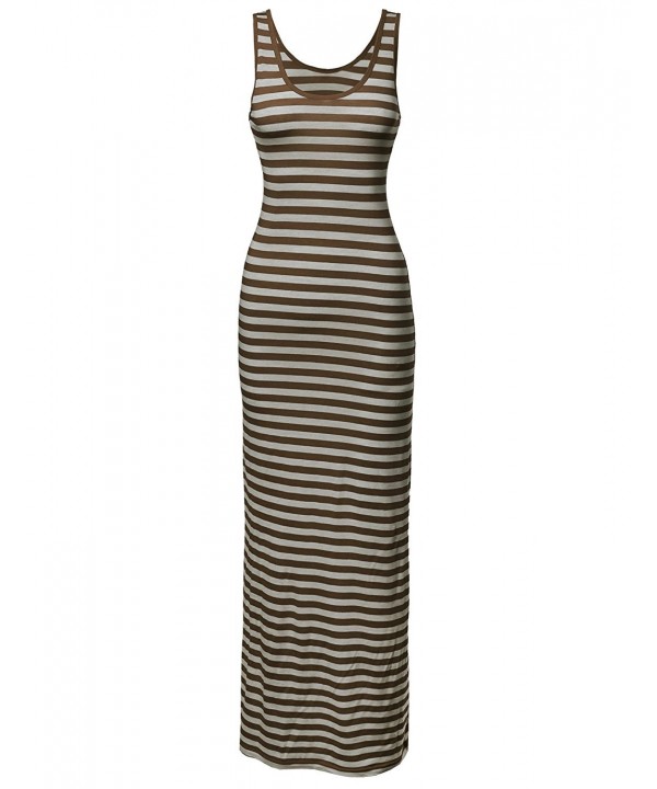 Stripe Sleeveless Tanktop Dresses Beige