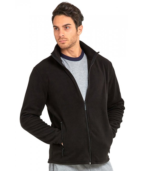 Men's Polar Fleece Zip Up Jacket - Black - CX12NB2TVAN