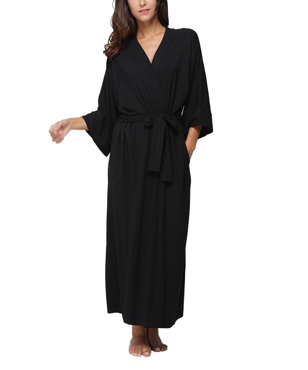 Women's Soft Long Sleepwear Modal Cotton Wrap Robe Bathrobe NightGown ...