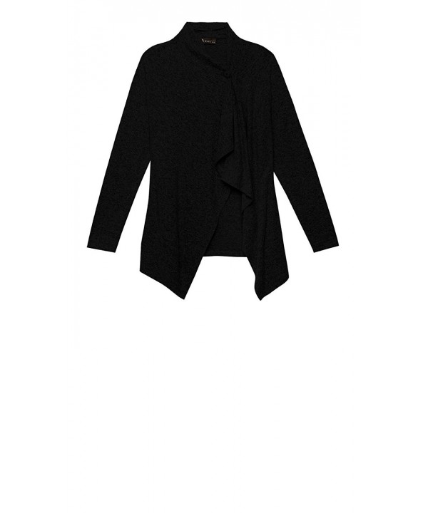 Bobeau 22332355S BLACK L Asymmetrical Sweater Cardigan