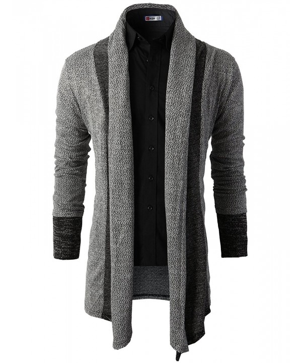 Mens Fashion Slim Fit Open Front Long Sleeve Shawl Collar Pullover ...