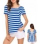 SoTeer Womens Striped T Shirt Splicing