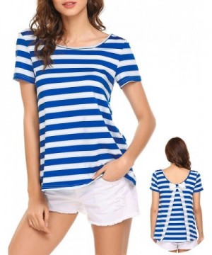 SoTeer Womens Striped T Shirt Splicing