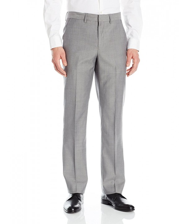 Men's Wool Rich Silver Herringbone Suit Separate Pant - Silver ...