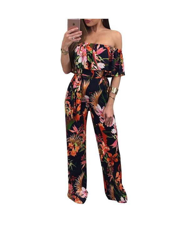 Printed Sleeveless Ruffled Backless Jumpsuit