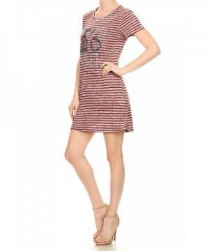 Striped T Shirt Graphic Printed 5607 Burgundy