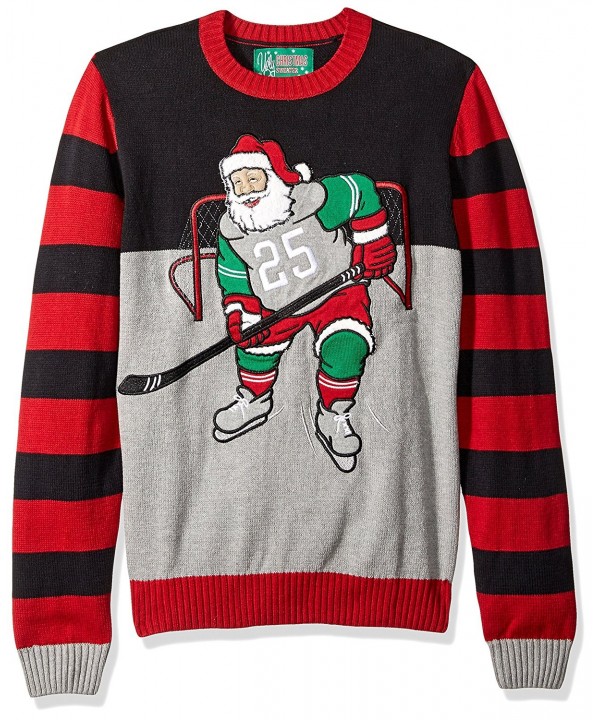 Ugly Christmas Sweater Hockey Santa