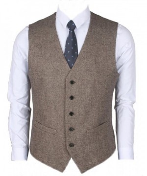 Ruth Boaz 2Pockets 5Buttons Wool Herringbone Tweed Business Suit Vest Tweed