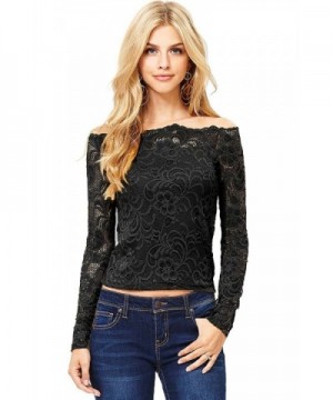 Ambiance Womens Off Shoulder Sleeve Black