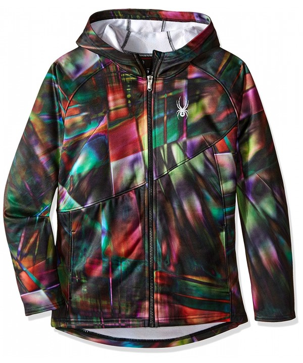 Girls Crush Hoody Fleece Jacket - Spectra Black Print/Black - CP12BC3TNSF