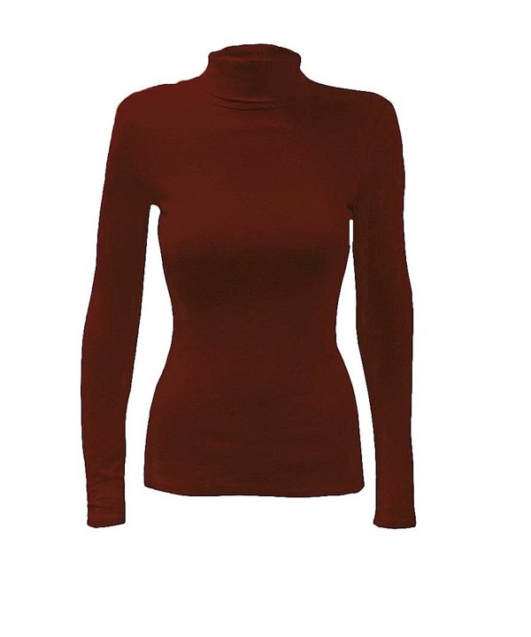 Ribbed Sleeve Turtle Sweater Burgundy