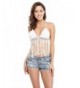 Womens Crochet Halter Tassel Bralette