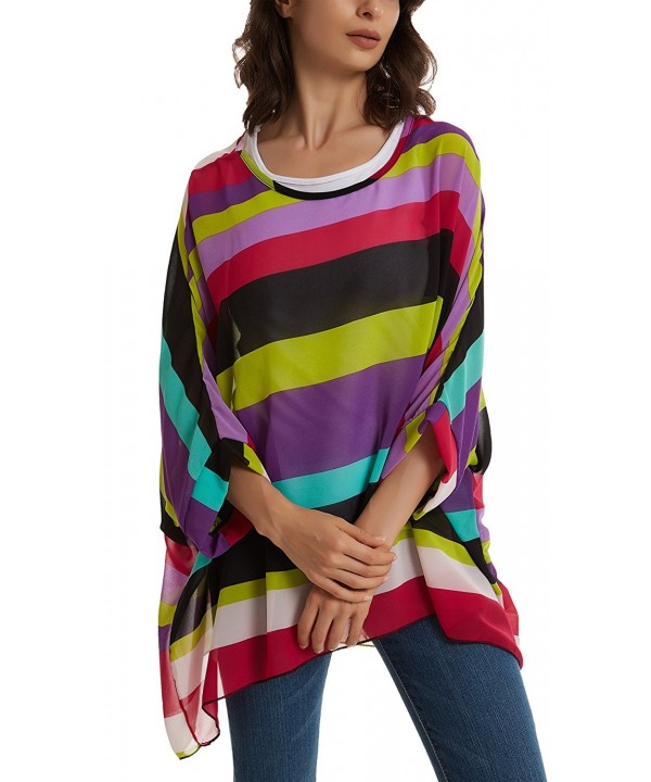 Womens Shoulder Batwing Sleeve multicolor