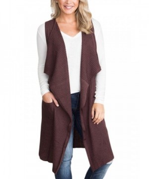 BLENCOT Lightweight Sleeveless Cardigan Pockets Coffee