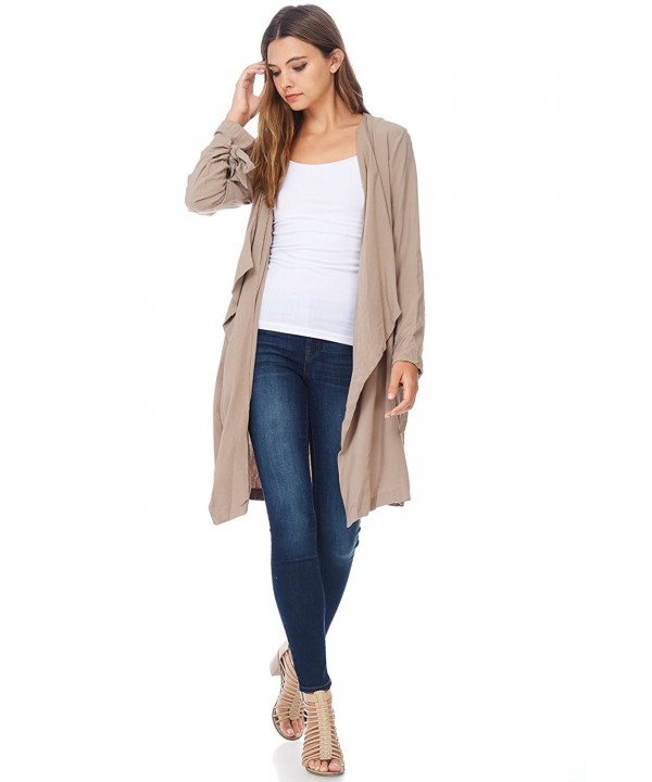 Womens Casual Woven Duster Cardigan Jacket W Bow Sleeve - Warm Sand ...