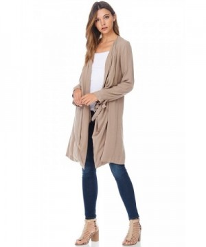 Womens Casual Woven Duster Cardigan Jacket W Bow Sleeve - Warm Sand ...