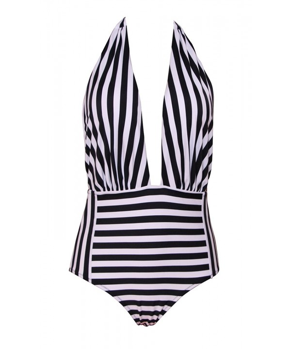 DreamGo Bikini Backless Beachwear Monokini TIANYU3 STRIPE3