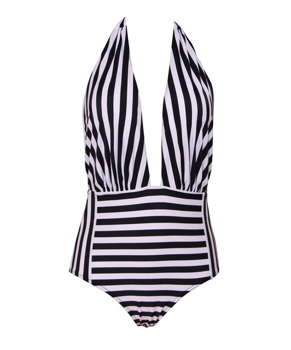 Sexy One Piece Bikini Halter Backless Beachwear V Neck Cheeky Monokini ...