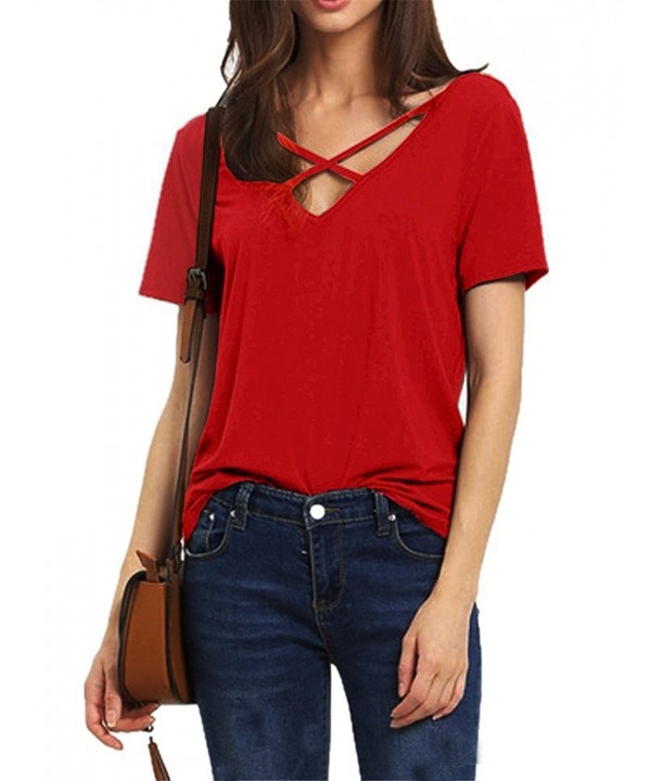 Guandiif Womens V Neck Sleeve Crisscross