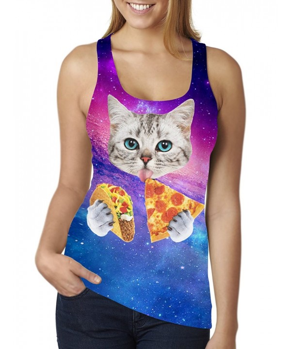 RAISEVERN Galaxy Pizza Design Shirts