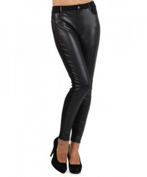 Fashion Womens Leather Leggings Contrast