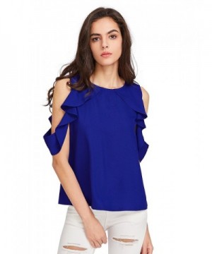 MakeMeChic Womens Shoulder Casual Blouse