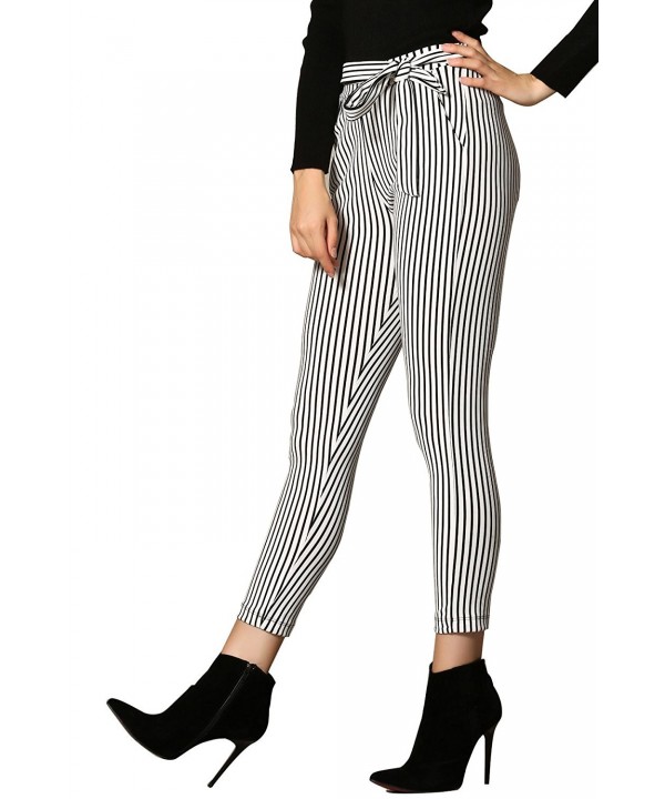 Womens Cotton Pants-Striped Casual Dress Pants - CF189GSWW76