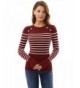 PattyBoutik Crewneck Striped Military Burgundy