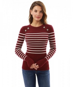 PattyBoutik Crewneck Striped Military Burgundy