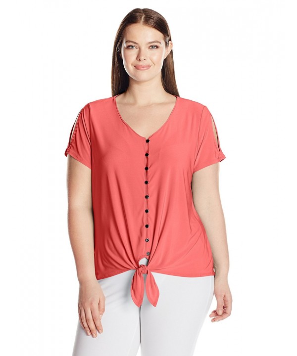 Notations Womens Short Sleeve Button