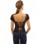 PattyBoutik Womens Corset Embroidered Black